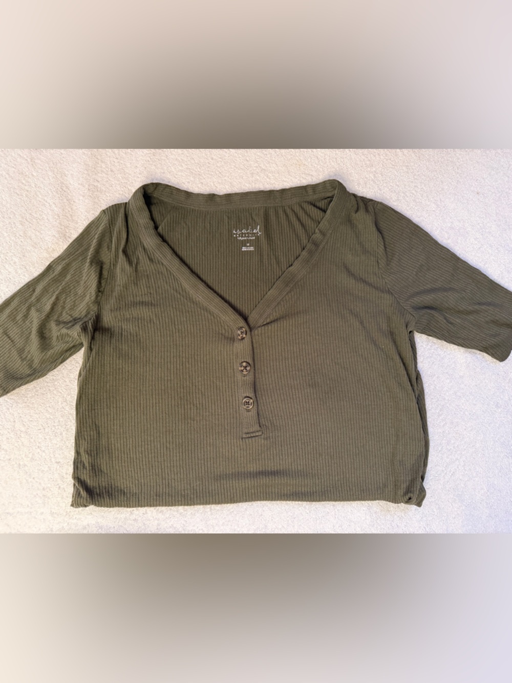Isabel Maternity by Ingrid & Isabel V-Neck Ribbed Henley Grow-With-You Bump - Picture 6 of 6